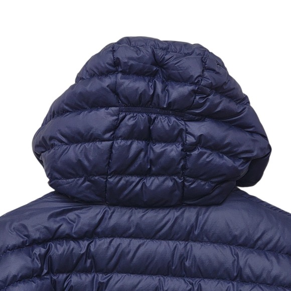 Rab Microlight Alpine Down Jacket Mens Small Navy Blue Hooded Pertex Lightweight - Picture 10 of 11